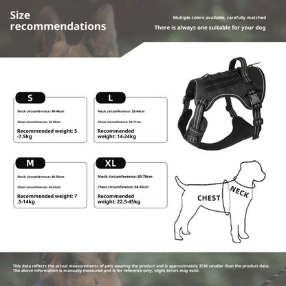 Large Dog Tactical Vest Multi-Function MOLLE-Compatible Harness with Anti-Pull Design for Outdoor Training Gear
