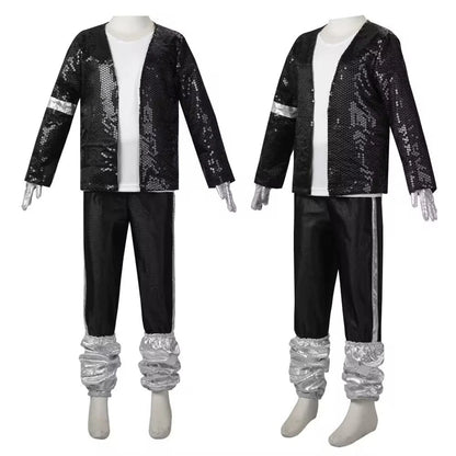Michael Jackson Kids Clothes Halloween Cosplay Birthday Party Dance Performance Children's Costume Pop Star Boys Girls Outfits