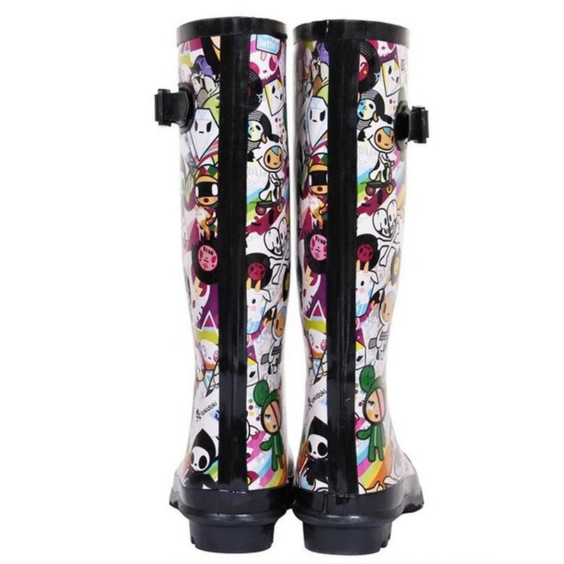 Miaoguan 2026 Women Rainboots Non-slip Waterproof Rain Shoes Cartoons Rubber Mid Calf Casual Female Water Shoes Woman Galoshes