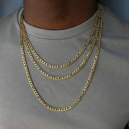 Alizero 18K Gold 4MM Figaro Chain Necklace Fashion Hip Hop Punk
