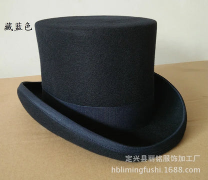 100% Wool Magic Top Hat & President Derby, Felt Jazz Cap & Equestrian Style, Gentleman Formal Hat Collection