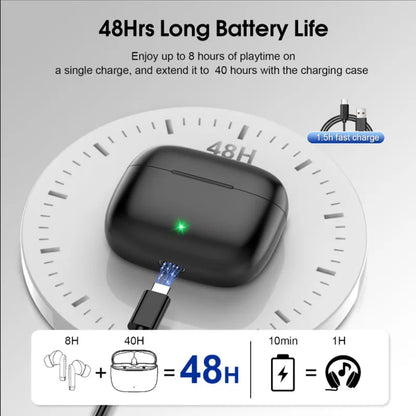 K66 Wireless Earbuds Bluetooth 5.3 ANC Active Noise Cancelling Headphones 48H Playtime IPX7 Waterproof HiFi Stereo Deep Bass In-Ear Sport Earphones with Mic for iPhone Samsung Android.