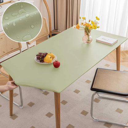 Waterproof Table Cloth Picnic Elastic PU Leather Fitted Edged Table Cloth Stretch Square/Rectangle Table Cover Wipe-Clean