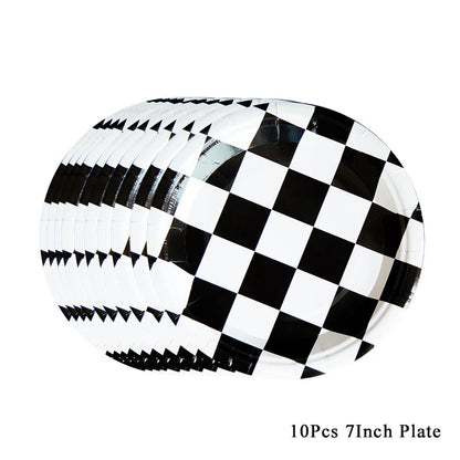 20/100Pcs Racing Car Birthday Party Supplies 7''and 9'' Paper Plates Dessert Cake Plates Napkins Racing Theme Birthday Decoratio