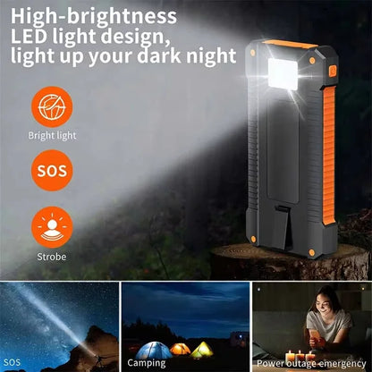 Lenovo CCC 500000mAh Large Capacity Solar Power Bank Super Fast Charging Portable External Battery For iPhone Outdoor Emergency
