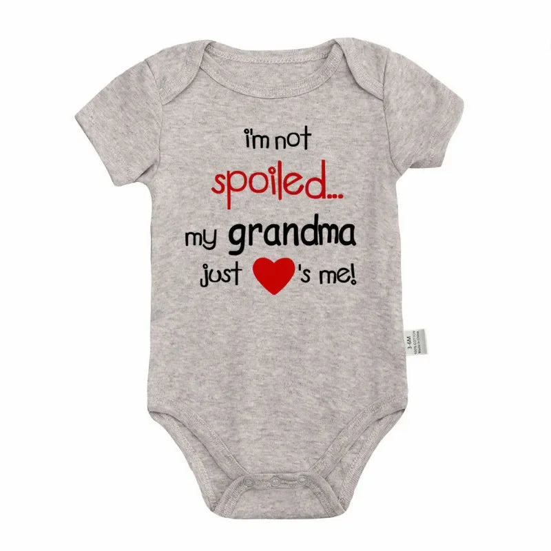 I'm Not Spoiled My Grandma Loves Me Baby Romper Crawling Clothes Triangle Onesies Newborn Baby Clothes Onesies for Babies