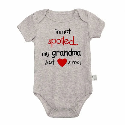 I'm Not Spoiled My Grandma Loves Me Baby Romper Crawling Clothes Triangle Onesies Newborn Baby Clothes Onesies for Babies
