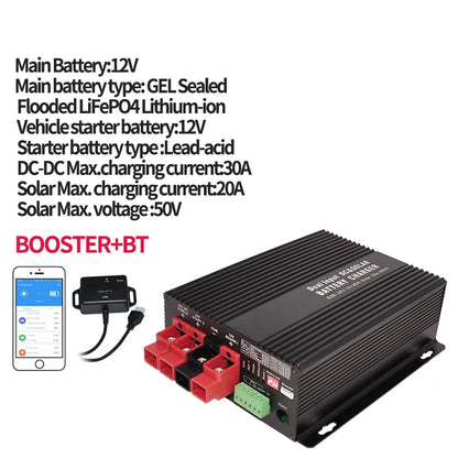 BS123020 with Bluetooth 12V Rv Solar controller and DC charger in one