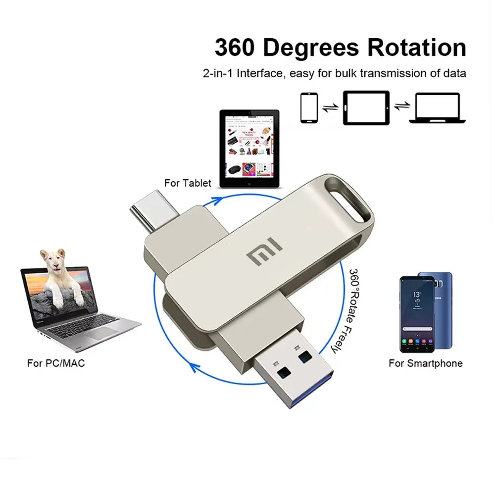 High Speed USB 3.0 Flash Drive 16TB Metal Pendrive U Disk 2TB OTG Memory Stick Portable USB For Xiaomi Laptop Digital Equipment