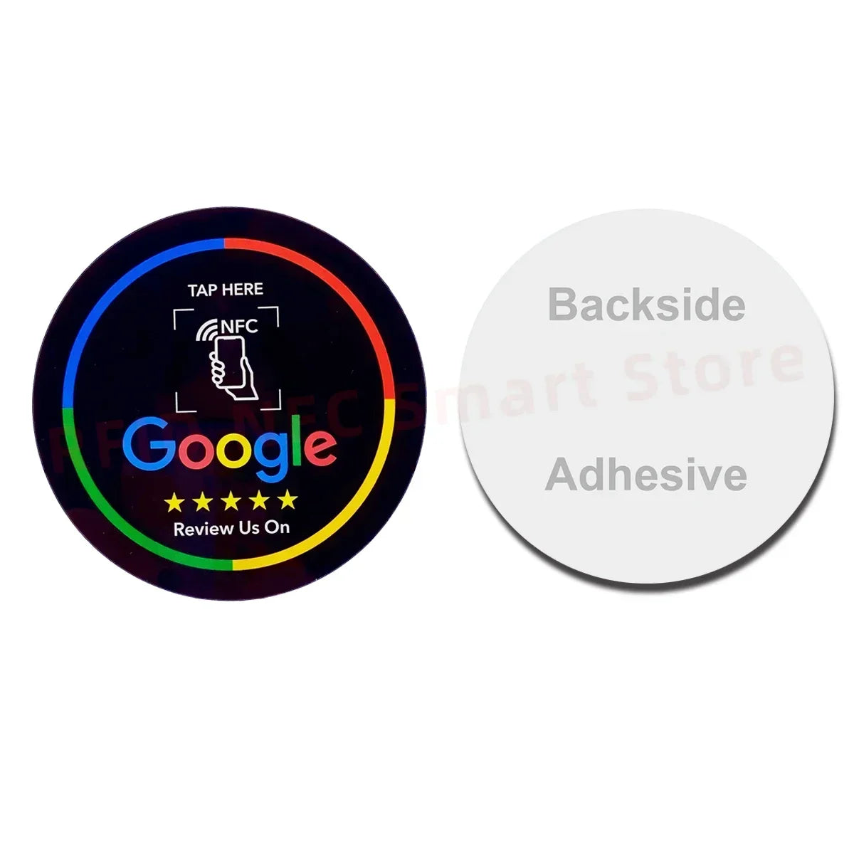 13.56MHz Programmable Acrylicl with Self-adhesive Backing NFC Table Sticker Diameter 10CM Google Reviews NFC Sticker NFC 215