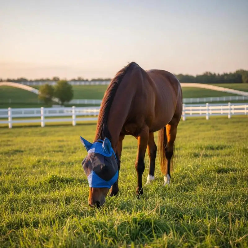 1pc Stretch Horse Fly Mask Mesh Bug Eye Cover Anti Insect Equine Face Shield for Summer Pasture Use