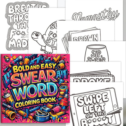 32 Pages Bold And Easy Swear Word Graffiti Coloring Book For Adults Stress Relief Anti-Anxiety Art Therapy Gift