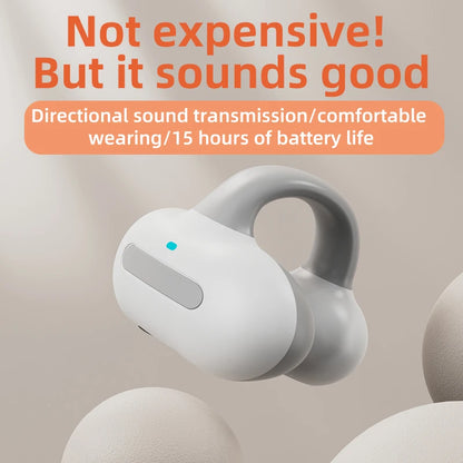 Single Bone Conduction Earphone Bluetooth Compatible V5.3 Ear Clip on Wireless Headphones Sports Headsets Ear Hook Earphones