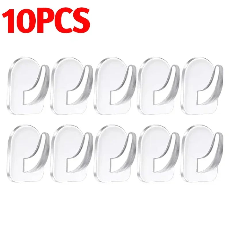 Mini Transparent Hooks Self-Adhesive Wall Hooks Heavy Duty Sticky Hangers Multi-Purpose Home Kitchen Bathroom Storage Organizer