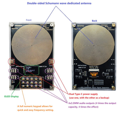 4CH Schumann Wave Signal Generator 0.01Hz-500KHz 7.83Hz Ultra Low Frequency Resonance Module OLED Display for Sleep Meditation