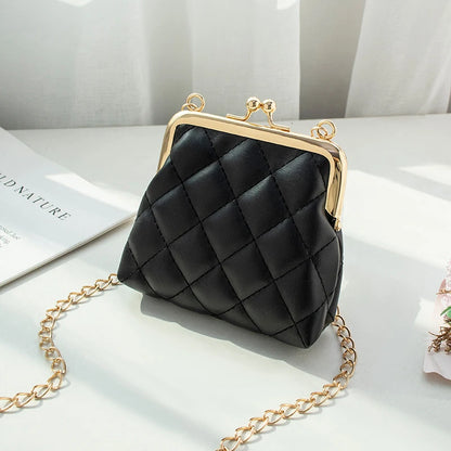 Fashion Single Shoulder Bag Diamond Lattice Embroidery Messenger Bag For Women Female Keys Coin Purse PU Mini Handbag