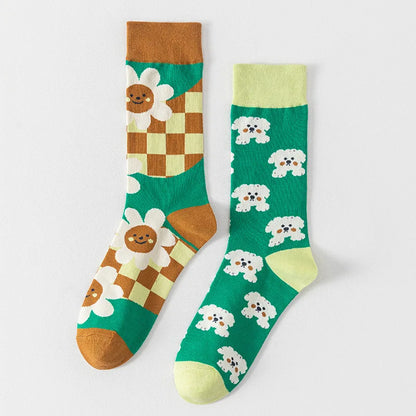 1 Pair Man Women Sock Original AB Tide Socks Colorful Cat Dog Koala Cow Cotton Socks Four Seasons Unisex Socks for Birthday Gift