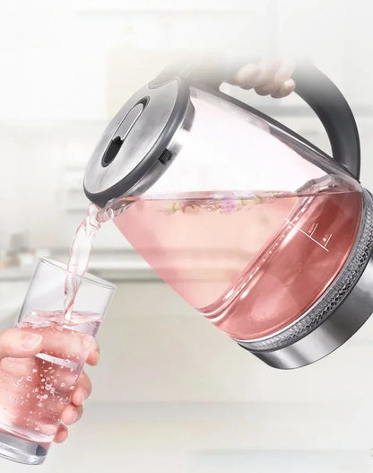 Electric Glass Kettle 1.5L Borosilicate Tea Pot with Heating Base Fast Boil Water Heater for Home Office Tea Coffee