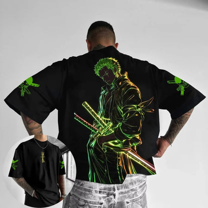 Summer Y2k Anime One Piece Zoro Graphic T-shirt Men Women Oversized Casual Short Sleeve Tees Tops Streetwear Fashion 2025 Unisex