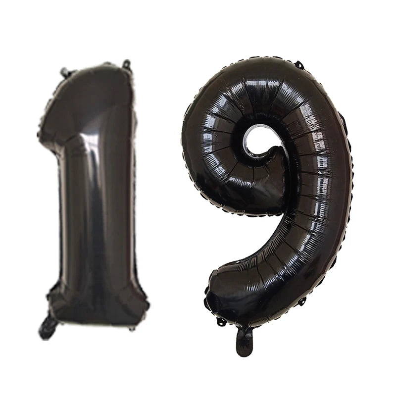 2Pcs 32 Inch Gold Silver Black Blue Red Helium Foil Number Balloon 16 17 18 19 20 21 Happy Birthday Party Decoration Supplies