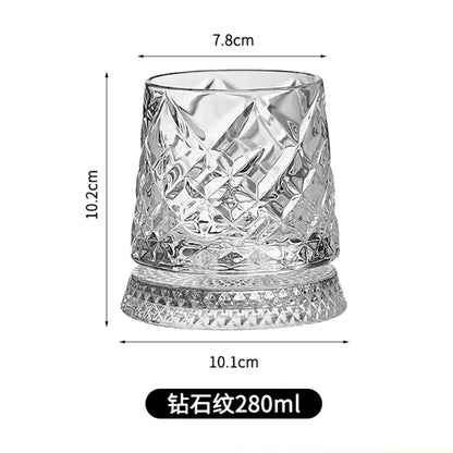 Glass Cups Rotating Whiskey Glass Cup Relief Luminous Rotating Cup Drinking Coffee Cups Kitchen Supplies