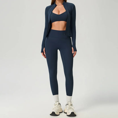 Fitness Suit 2PCS Women Tracksuit Sports Zipper Long Sleeve Yoga Set Gym Clothes Flared Pants Sportswear Female Workout Clothes