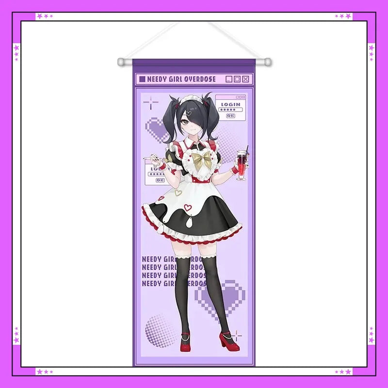 NEEDY GIRL OVERDOSE Anime Rain Scroll Canvas Wall Hanging Painting Home Decor Poster Wall Art Room Decoration Birthday Gift