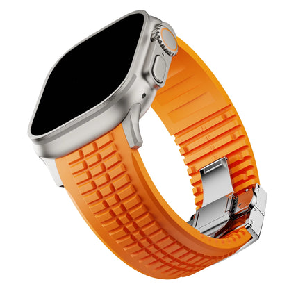 Sports Silicone Band for Apple Watch Ultra 2 49mm 46mm 45mm 44mm Luxury Metal Bracelet for iWatch Series 10 9 8 7 6 5 4 Se Strap