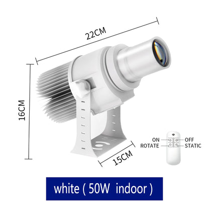 Custom Led HD Gobo Logo Projector Indoor Outdoor Ip67 Waterproof Rotating Advertising Image Projection Light For Floor Wedding
