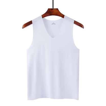 1pcs Summer Mens Vest Ice Silk Seamless Fitness Slim-fit Breathable Underwear Youth Sports Hurdle Sleeveless Undershirt Male Top