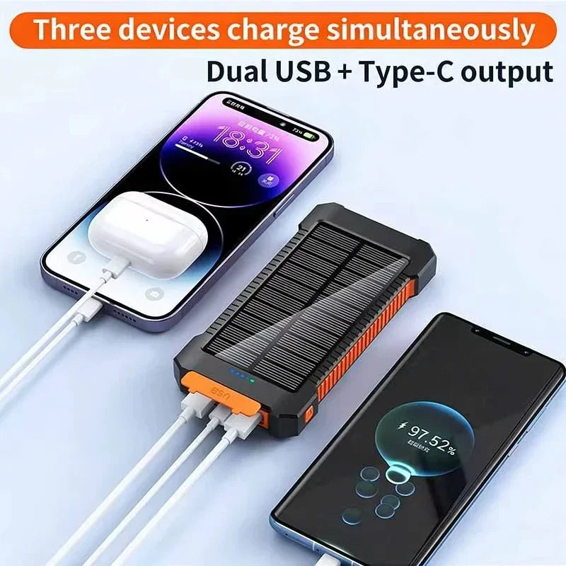 Lenovo 500000mAh Large Capacity Solar CCC Power Bank Super Fast Charging Portable External Battery For Travel  Outdoor Emergency