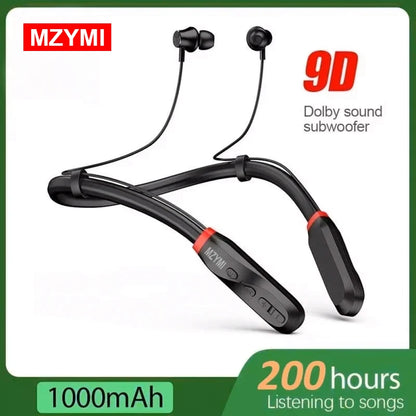 MZYMI Wireless Earphones 200 Hour Play Neckband Bluetooth 5.1 Headphones Headphone with Mic 9D Stereo Earbuds Headset