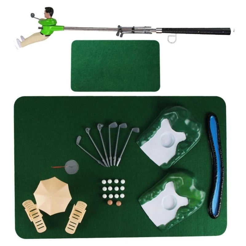 F92E Minitype Indoor Golf Game Funny Golf Game Golfer Set Golf Accessory Set