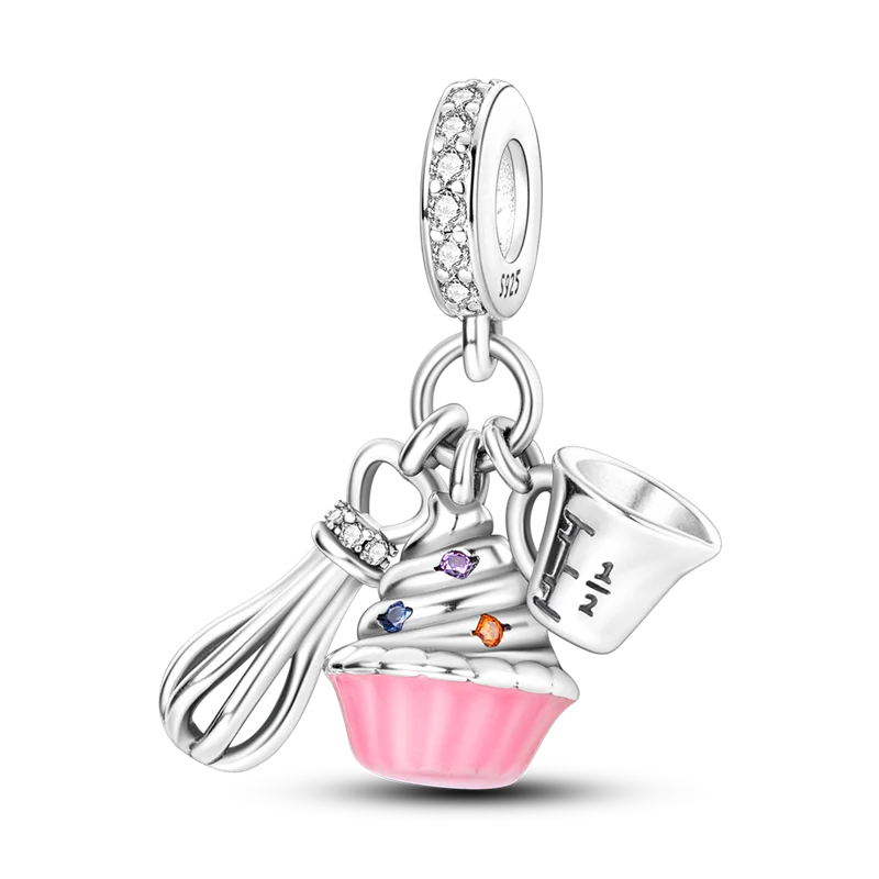 2026 Hot Sale Charms Bead 925 Sterling Silver Pink Butterfly Luminous Firefly Dangle Fit Bangle Bracelet Necklace DIY Jewelry