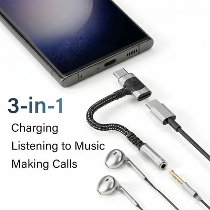 USB C to 3.5mm Audio Adapter with DAC for Gaming Headset Samsung S26 S25 iPhone 17 AUX Cable Converter Plug Kit
