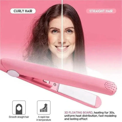 2in1 Hair Straightener Ceramic for Straightening and Curling Hair Travel Flat Iron Fast Heating Curling Iron for Short Fine Hair