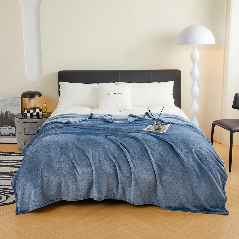 Winter Flannel Blankets For Beds 280GSM Faux Fur Coral Fleece Sofa Cover Microfiber Plush Fur Bedspread Plaid Blankets