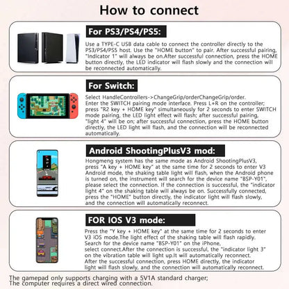 Arcade Gamepad Bluetooth Controller For Switch PS4 PS3 Mobile Android IOS iPhone PC TV Joystick Wireless Gaming Control Game Pad