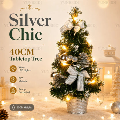 40CM Christmas Tree with LED Lights Mini Artificial Christmas Tree Home Desktop Decoration Christmas Decoration New Year Gift