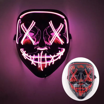 Wireless LED Purge Mask Halloween Horror Party Carnival Cosplay Costume Props Halloween Purge Masks 10 Colors LED Mask Men Women