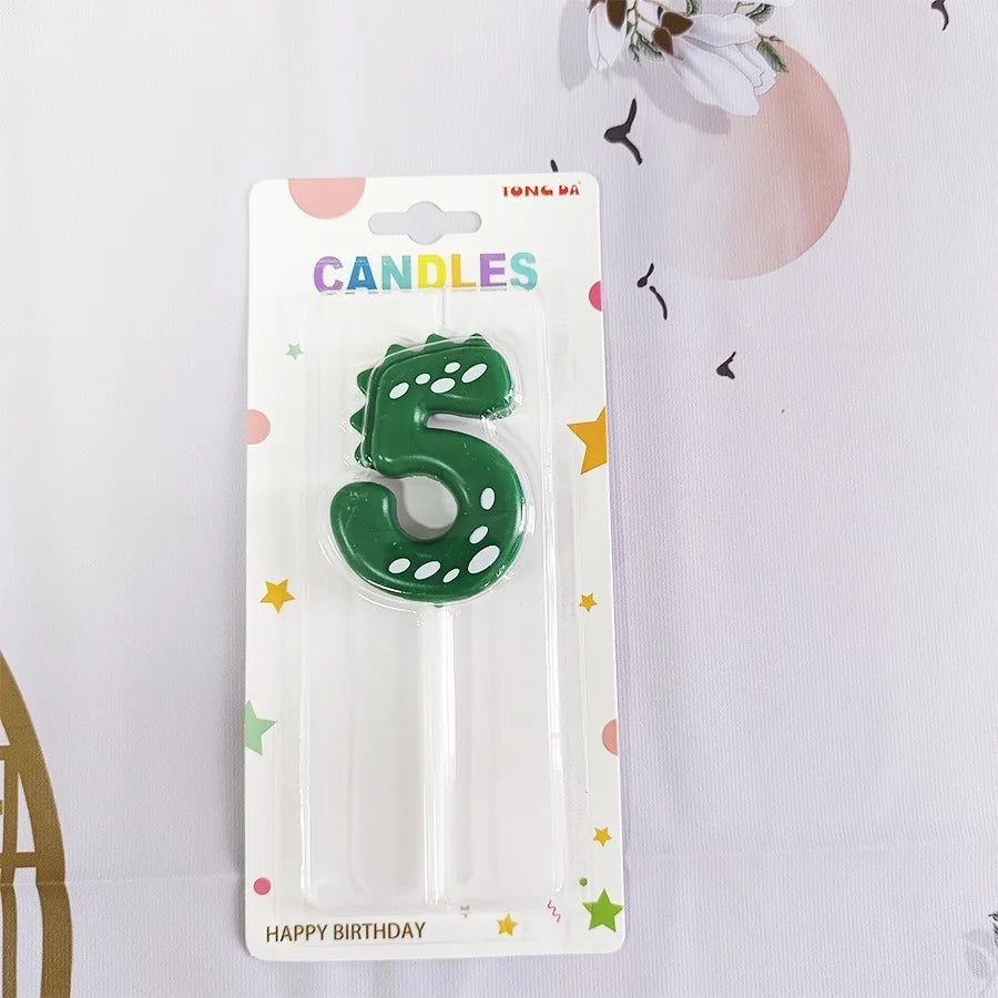 New Green Dinosaur Candle Point Pencil Candles Combination Set 0-9 Number Birthday Candles Party Anniversary Cake Decoration