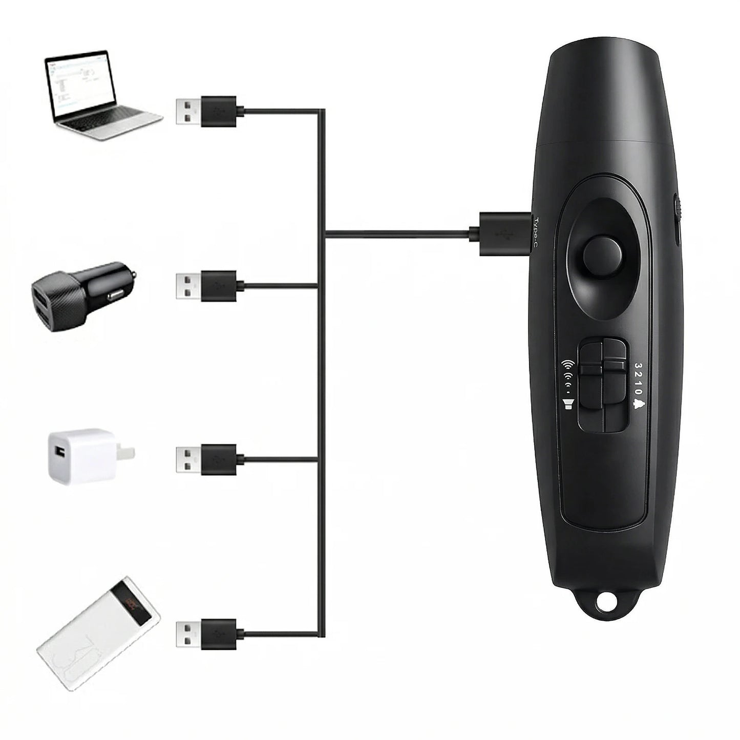 Electronic Whistle USB Rechargeable Loud Air Horn 120-150dB with LED Safety Light with Lanyard for Hiking Camping Scare Bears