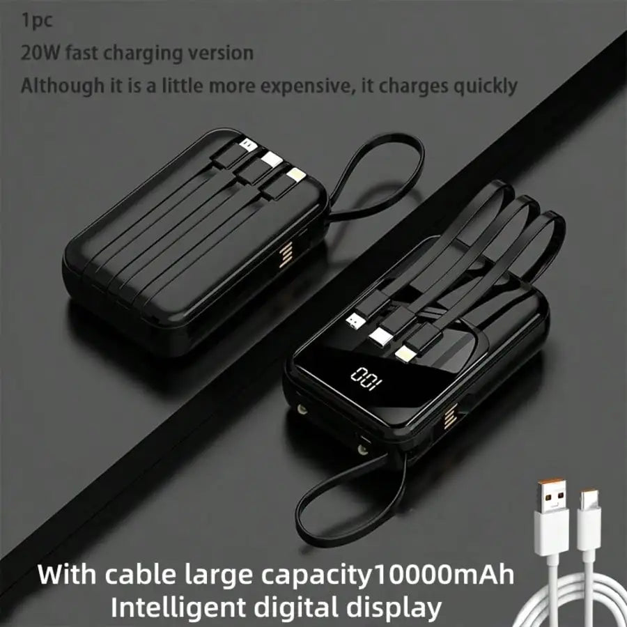 Slim Lightweight 10000mAh Fast Charging Power Bank, LED Digital Display Compact External Phone Charger, Multi-device Travel Backup Power, Thoughtful Present for Birthdays & Business Trips