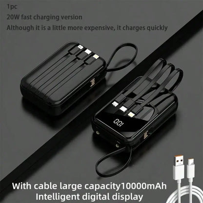 Slim Lightweight 10000mAh Fast Charging Power Bank, LED Digital Display Compact External Phone Charger, Multi-device Travel Backup Power, Thoughtful Present for Birthdays & Business Trips