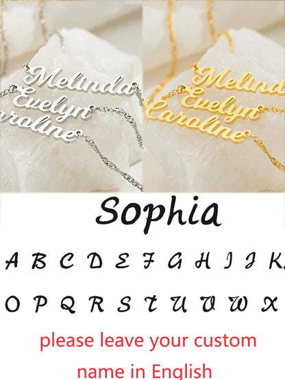 Custom Different Font Name Pendant Necklace for Woman Girls Stainless Steel Nameplate Personalized Choker Necklaces Jewelry Gift