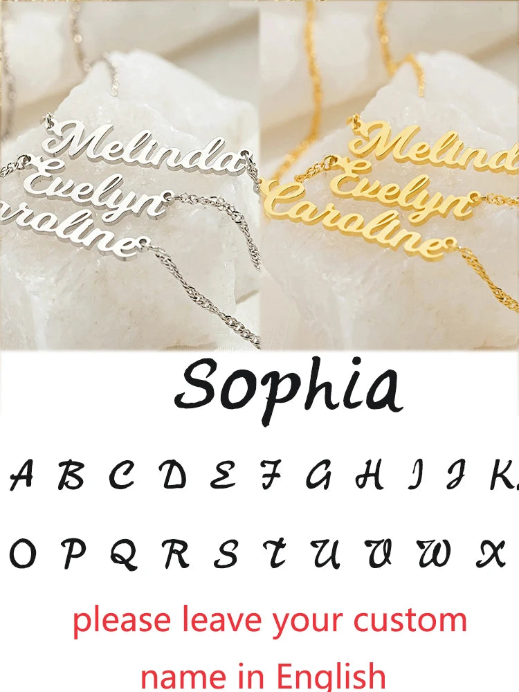 Custom Different Font Name Pendant Necklace for Woman Girls Stainless Steel Nameplate Personalized Choker Necklaces Jewelry Gift