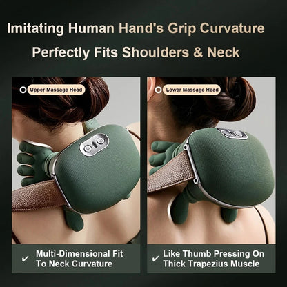 Electric Shiatsu Neck Shoulder Back Massager Finger Pressure Deep Kneading Muscle Relaxation for Stress Relief