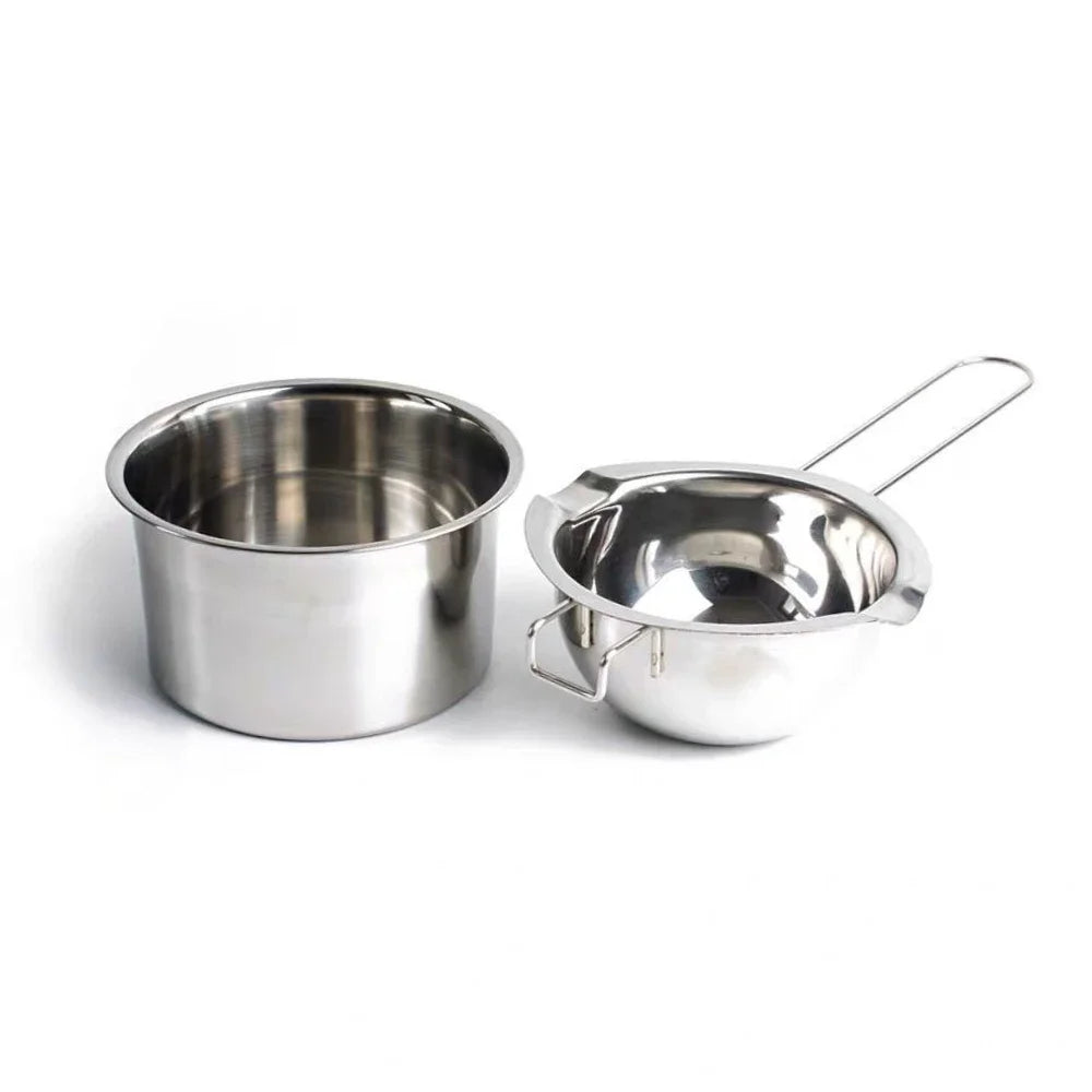 2Pcs Stainless Steel Wax Melting Pot Multi Size Candle Soap Making Set Chocolate Baking Long Handle Anti Scalding Household Tool