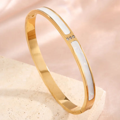 Women Gold Color Stackable Bangles Anti-Tarnish Stainless Steel Bracelets Stack Jewelry for Wedding Valentine Gift