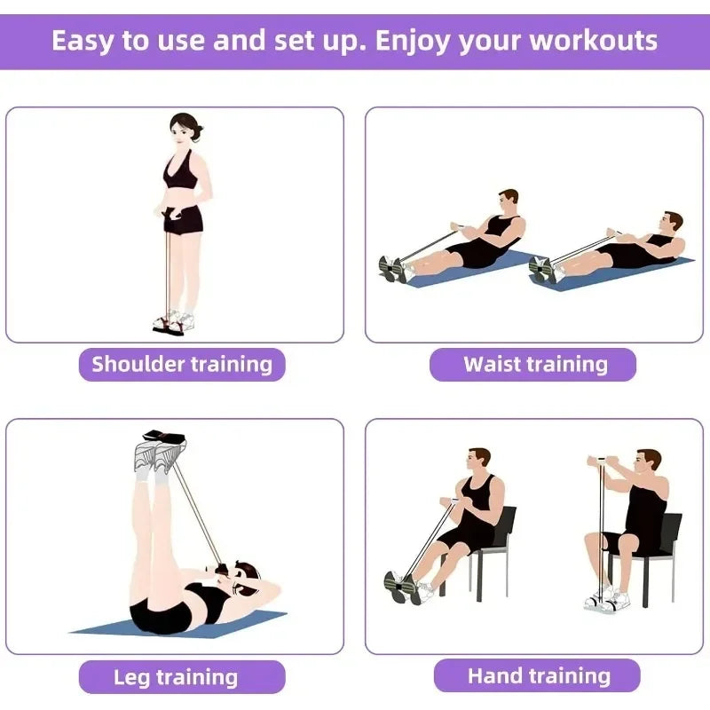 4-Level Resistance Band Tensioner with Non-Slip Handles - Home Fitness Equipment for Abdominal Muscle Training Yoga Abdominal